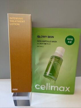 Isoi Intensive Treatment Lotion & Celimax Glowy Skin Noni Ampoule Mask - Bundle